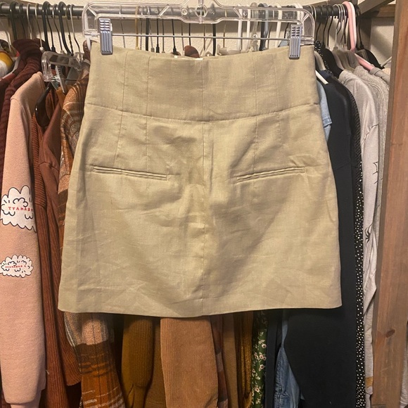 Zara Beige High Waisted Pencil Mini Skirt with Pockets - Picture 3 of 5